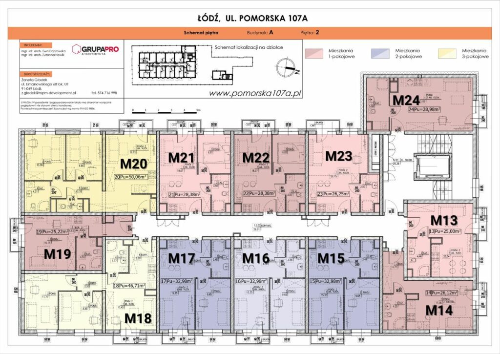 Rzut 2 piętra inwestycji mieszkaniowej na ul. Pomorska 107 w Łodzi 